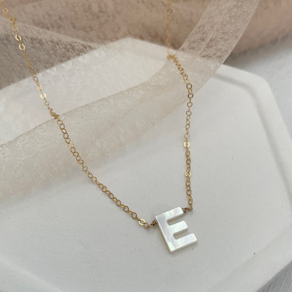Buy Gold Mother of Pearl Initial Necklace, Initial Necklace, Letter Necklace,  Mothers Day Gift, Waterproof Necklace, Gift for Mom, Initial Charm Online  in India - Etsy